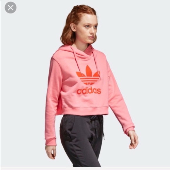 NWT ADIDAS Originals Crop Pink Hoodie - Picture 3 of 8
